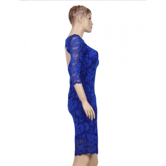 Plus Size  Sweet Heart Sexy Blue Slim Fashion Dress