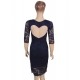 Plus Size Sweet Heart Dark Blue Slim Fashion Dress