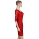 Plus Size Red Half Sleeve Slim Fashion Dress