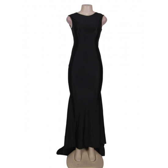 Plus Size  Black Formal Golden Strap Open Back Evening Dress