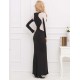 Floor Length Black Long Sleeve Silver Stud Evening Dress 