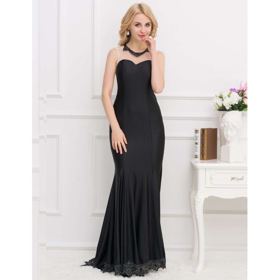 Black Transparent Gauze Evening Dress