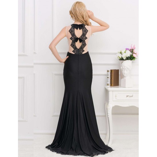 Black Transparent Gauze Evening Dress