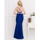 Blue Embroidery Elegant Slit Evening Dress