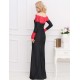 Boat Neck Red Lace Evening Gown