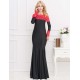 Boat Neck Red Lace Evening Gown