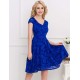 Ocean Blue Round Neck Lace Bodycon Dress