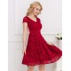 Lace Elegant Round Neck Red Bodycon Dress