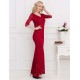 Backless Half Sleeve Red Long Dress