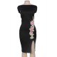 Black Print Bodycon Dress