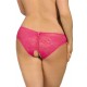 Pink Plus Size Floral Lace Strappy Open Crotch Panty