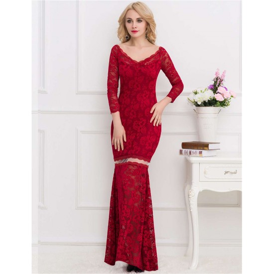 Plus Size Lace Long Dress