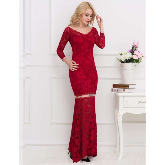 Plus Size Lace Long Dress