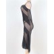 Plus size Black Lace Transparent Long Dress 