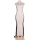 Nude Ruffle Long Strapless Prom Dresses