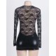 On Sale Black Long Sleeve Leather Dress