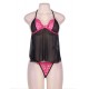 Lace Black Tulle Pink Embroidered Lingerie