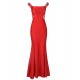 Plus Size  Red Gorgeous Off Shoulder Embroidery Evening Dress