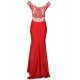 Plus Size  Red Gorgeous Off Shoulder Embroidery Evening Dress