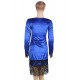 Velvet Lace Hem Sexy Blue Details Dress