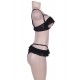 Open Cup Ruffle Black Bra And Panty Set