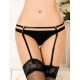 Black Double Straps Concise Garter Panty