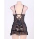 Black Sexy Mesh Scalloped Lace Babydoll