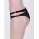 Black Plus Size Crotchless Double Strap Thong