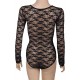 Black Sheer Long Sleeve Lace Teddy