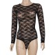 Black Plus Size Sheer Long Sleeve Teddy Lingerie