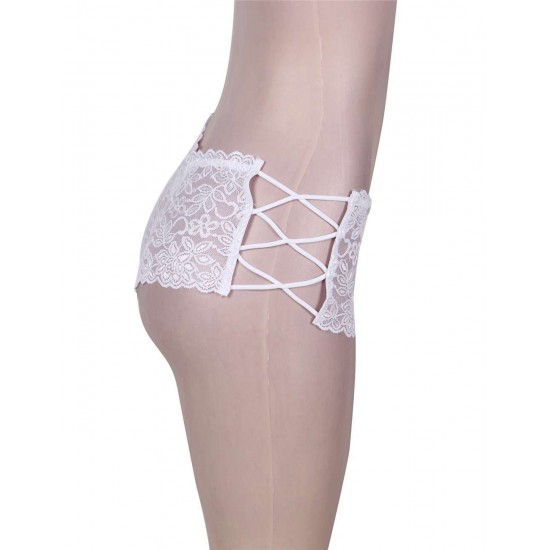 Sexy High Waist Floral Lace Strappy White Panty