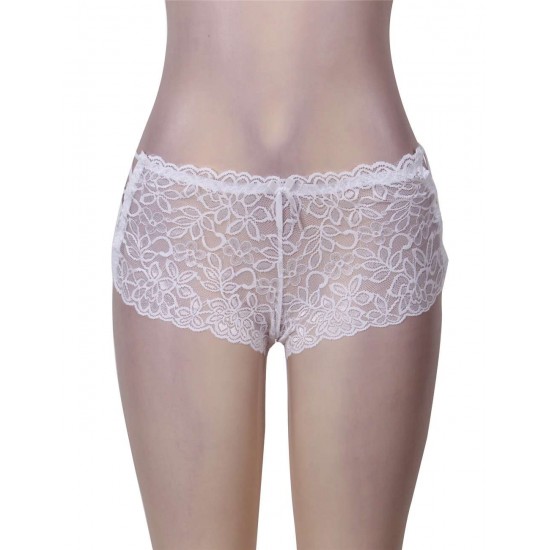 Sexy High Waist Floral Lace Strappy White Panty