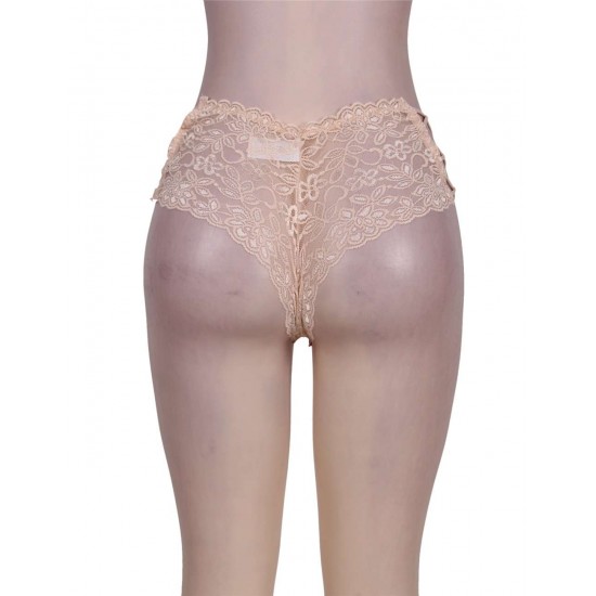 Nude Floral Lace High Waist Sexy Panty