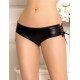 Plus Size Black Open Crotch Leather Panty