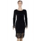 Velvet Round Neck Lace Hem Details Dress