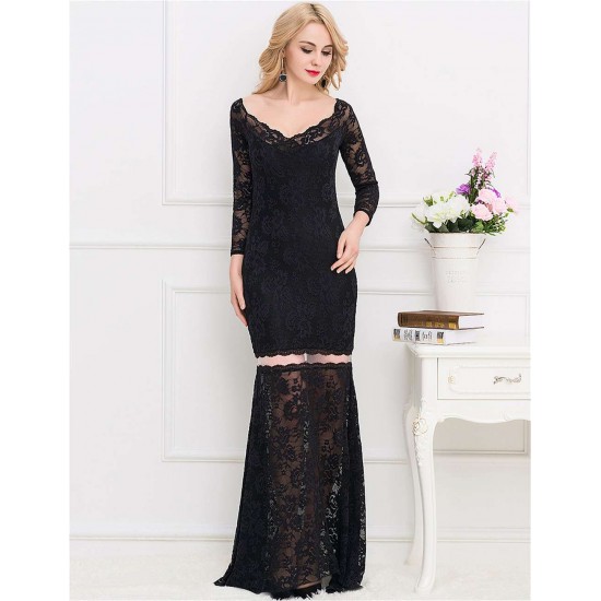 Plus Size Lace Long Dress