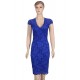 Elegant Blue Half Sleeve Slim Fashion Dress