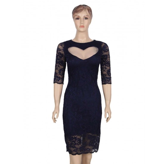 Sweet Heart Dark Blue Slim Fashion Dress