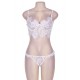 Two Piece White Eyelash Lace Trim Bra Set