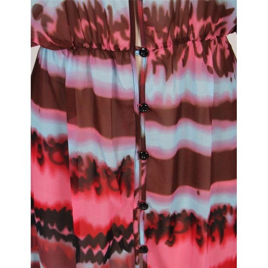 Fashion Slit Front Open Tie-dye Print Chiffon Beach Dress