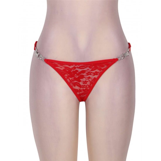 Sexy Red Lace Crochless Panty