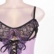 Purple Plus Size Cross-Dye Lace Peek-A-Boo Cup Chemise 