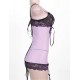 Purple Plus Size Cross-Dye Lace Peek-A-Boo Cup Chemise 