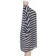 Kimono Sleeve Chiffon Black  White Striped Beachwear