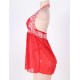 Red Lace stitching Halter Open Back Sleepwear 