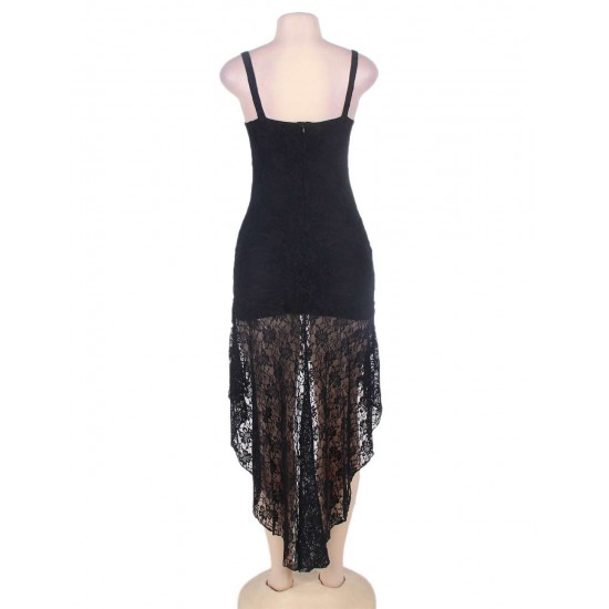 High Low SlinkyBlack Lace Fishtail Dress