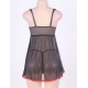 Mesh Black Transparent Babydoll With Red Ribbon