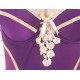 Purple Plus Size Chemise With White Embroidered Flower