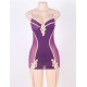 Purple Plus Size Chemise With White Embroidered Flower