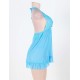 Elegant Light Blue Open Back Lace Chemise